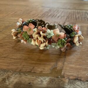Colleen Toland Floral Bracelet with Pink and Green Accents